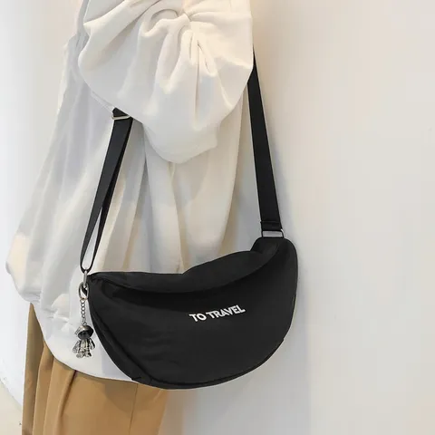 Ins Casual Tela Borsa a Tracolla Grande Capacità Borsa a Spalla Trendy Urbano Minimalista Messenger Bag Per Uomini E Donne