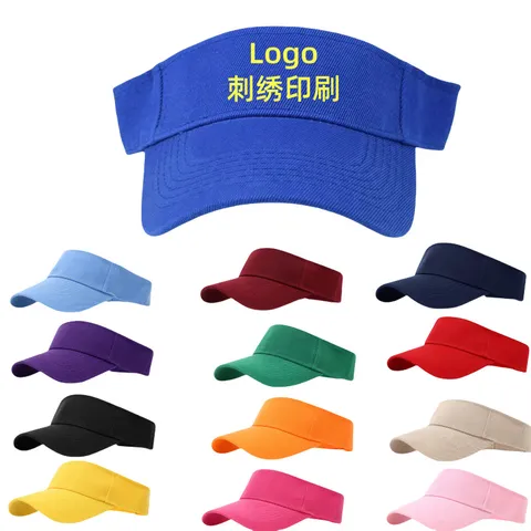 Unisex Solid Color Visor Hat Breathable Polyester Empty Top Sun Hat Adjustable Outdoor Sports Running Cap