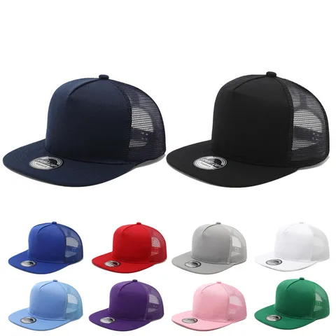 Gorra de Béisbol Hip Hop Unisex Ala Plana Malla Snapback Sombrero Transpirable Protección Solar Deporte