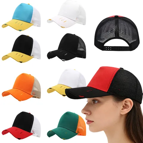Gorra de Béisbol de Malla Desgastada Unisex Sombrero Trucker Vintage Ajustable Protección Solar de Verano