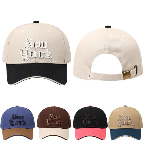 Gorra de Béisbol de Algodón Unisex Letra New York Bordada Ajustable Sombrero de Protección Solar Casual Para Hombres Mujeres