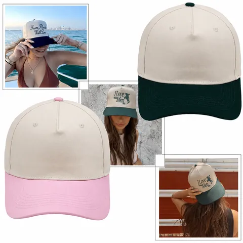 Gorra Trucker de Algodón Unisex Bloque de Color Gorra de Béisbol Ajustable Protección Solar Al Aire Libre Gorros Casuales