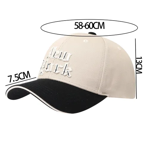 Gorra de Béisbol de Algodón Unisex Letra New York Bordada Ajustable Sombrero de Protección Solar Casual Para Hombres Mujeres