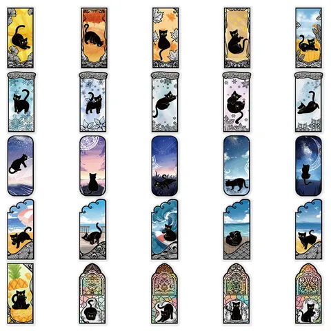 Autocollants Mignons de Chat de Bande Dessinée Autocollants Étanches en PET Pour Journal Ordinateur Portable Bagages Scrapbook DIY Papeterie Décorative