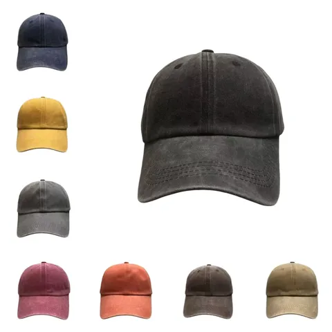 Gorra de Béisbol Vintage de Algodón Lavado Casual Color Sólido Ajustable Sombrero de Papá Protección Solar Exterior Unisex