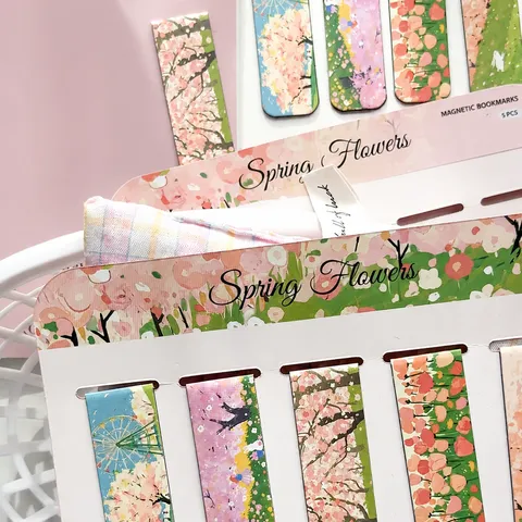 Magnetic Bookmark Cute Cat Oil Painting Scenery Page Marker Set Decorative Reading Book Accessories For Students Readers