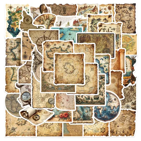 Adesivi Mappa di Viaggio del Mondo Retro Vintage Scrapbook Diario Impermeabili Adesivi Decalcomanie Cancelleria Estetica