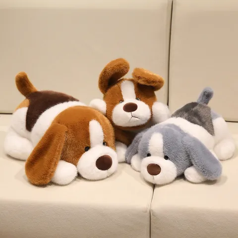 Cute Lying Dog Plush Toy Soft Stuffed Animal Puppy Pillow With Weighted Particles Soothing Accompanying Gift For Kids