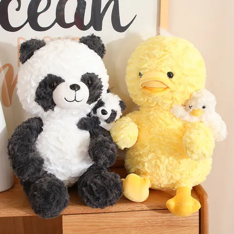 Cute Mother And Child Animal Plush Toy Panda Yellow Duck Penguin Sloth Doll Soft Stuffed Pillow Kids Sleeping Gift