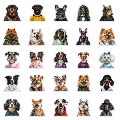 Transparent PET Cute Funny Dog Portraits Cartoon Stickers Waterproof Decals For Phone Case Scrapbook Laptop Decor