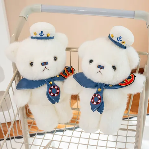 Small Navy Bear Plush Toy Stuffed Animal Soft Cuddly Companion Doll Sailor Uniform Design Kids Birthday Gift
