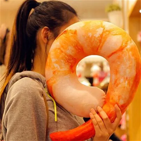 Simulazione Chili Croissant Gambero Peluche Cuscino a Forma di U Cibo Creativo Cuscino per Collo Ufficio Cuscino per Pisolino