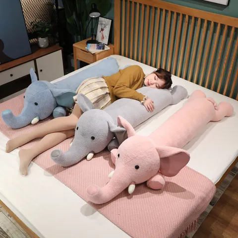 Simpatico Giocattolo in Peluche Elefante Cuscino Lungo Grande Orecchio Animale Imbottito Morbido Bambola Cuscino per Bambini Ragazze Dormire