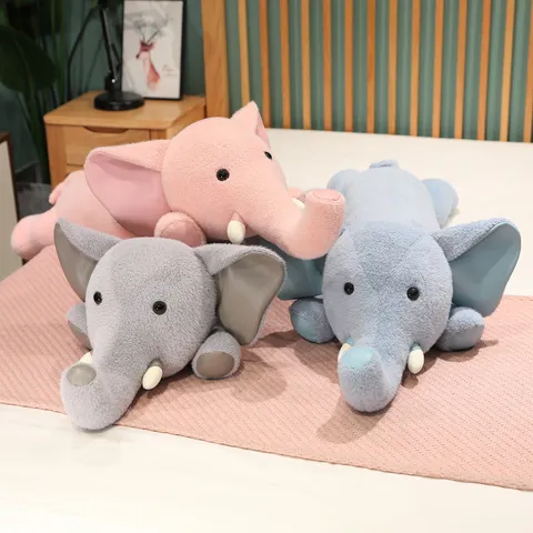 Simpatico Giocattolo in Peluche Elefante Cuscino Lungo Grande Orecchio Animale Imbottito Morbido Bambola Cuscino per Bambini Ragazze Dormire