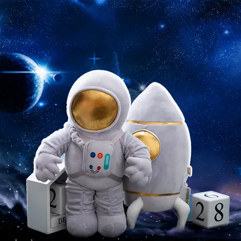 Cute Astronaut Stuffed Animal Plush Toy Spaceship Robot Doll Soft Pillow Children Birthday Gift Home Decor