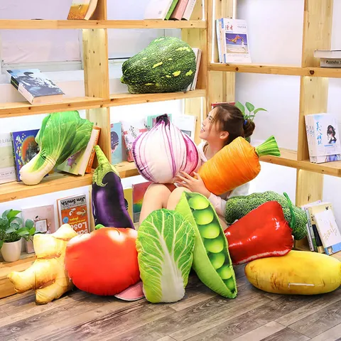 Simulation Vegetable and Fruit Plush Pillow Cute Stuffed Toy Office Chair Cushion Home Sofa Decor