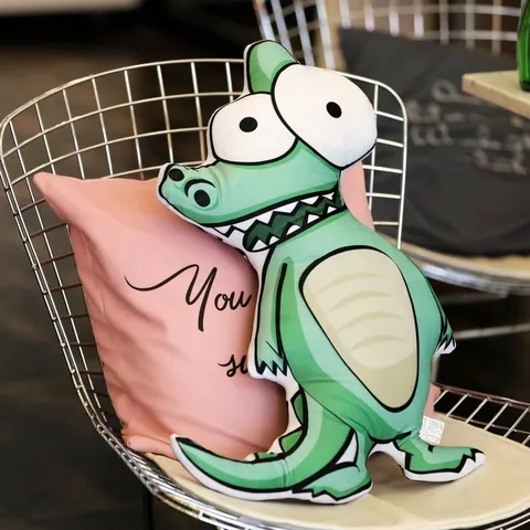 3D Print Big Eyes Forest Animal Plush Pillow Cute Cartoon Lion Elephant Zebra Crocodile Stuffed Toy Soft Cushion Home Decor