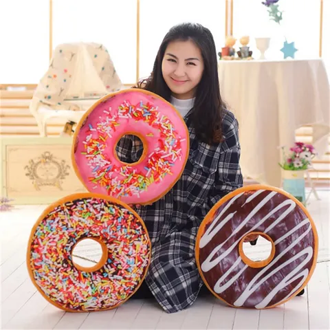 Super Soft Creative Simulation Donut Chocolate Large Pillow Cushion Office Nap Pillow Home Decorative Cushion Birthday Gift