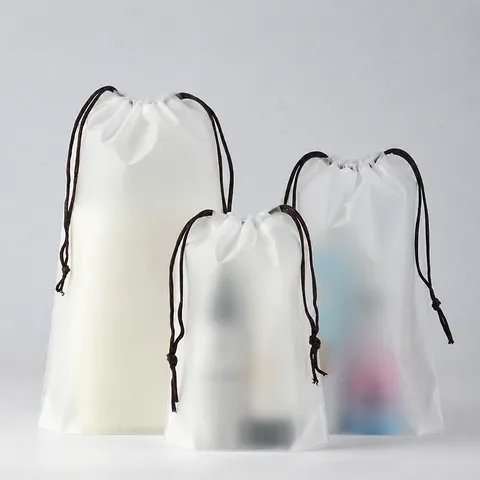 PEVA Frosted Drawstring Storage Bag Dustproof Organizer Pouch For Clothing Shoes Toys