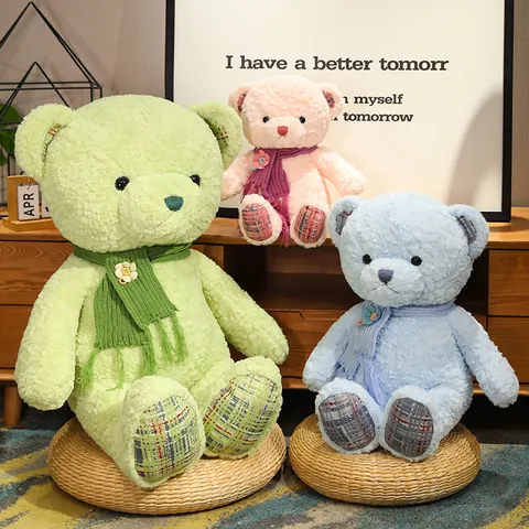 Peluche de Oso con Bufanda Grande Lindo Oso de Peluche Relleno Muñeca Almohada de Abrazo Regalo de San Valentín para Niñas