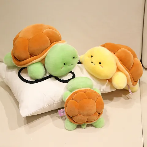 Cute Plush Turtle Toy Bread Turtle Doll Soft Hugging Pillow Yellow Green Stuffed Animal Kids Gift