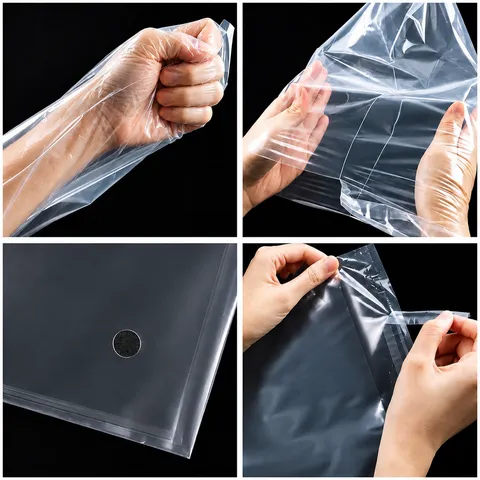 Transparent PE Self Sealing Plastic Packaging Bags Clear Adhesive Garment Storage Bags For Socks And Clothing