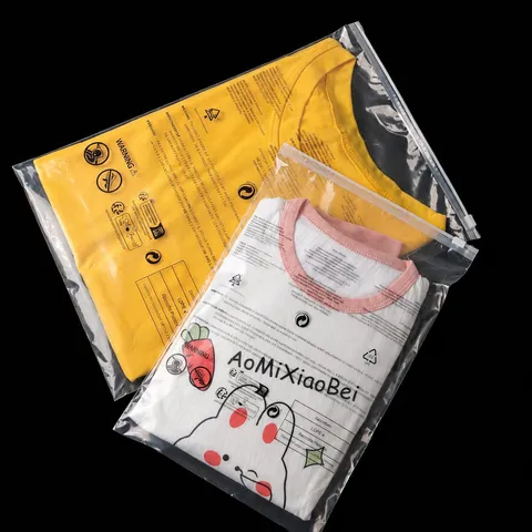 Thickened PE Plastic Zipper Storage Bags Transparent Frosted Clothing Packaging Bags With Warning Text