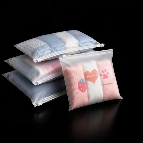 Sacs de Rangement à Fermeture Éclair en PE Givré Épais Sacs d'Emballage de Vêtements Transparents pour Chaussettes Serviettes