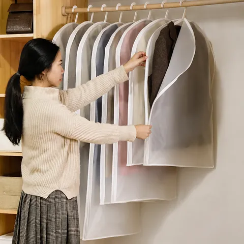 Transparante PEVA Kledinghoes Stofdicht Vochtbestendig Pak Jas Opbergtas Garderobe Hangende Beschermer Organizer