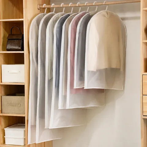 Transparante PEVA Kledinghoes Stofdicht Vochtbestendig Pak Jas Opbergtas Garderobe Hangende Beschermer Organizer
