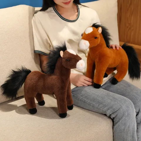 Simulation Weißes Pferd Plüschtier Süße Stehende Pony Puppe Begleiter Spielzeug Stofftier