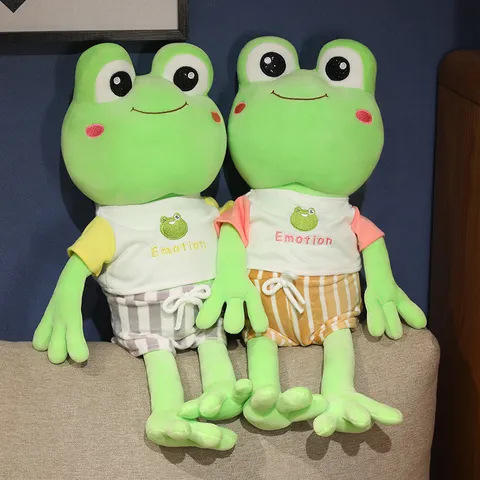 Cute Long Legged Frog Plush Toy Dressed Stuffed Animal Soft Doll Birthday Gift