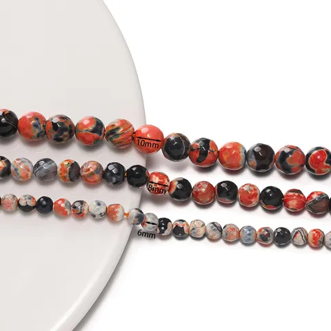 Faceted Fire Agate Natural Stone Beads Flame Agate Faceted Beads For DIY Jewelry Making Necklace Bracelet Accessories