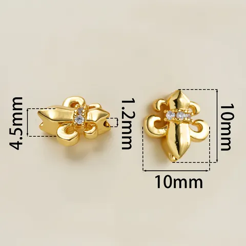 Koper Verguld Franse Lelie Grote Gat Kralen Zirconia Ingelegde Tussenkralen Voor DIY Sieraden Maken Armband Ketting Kralen Accessori