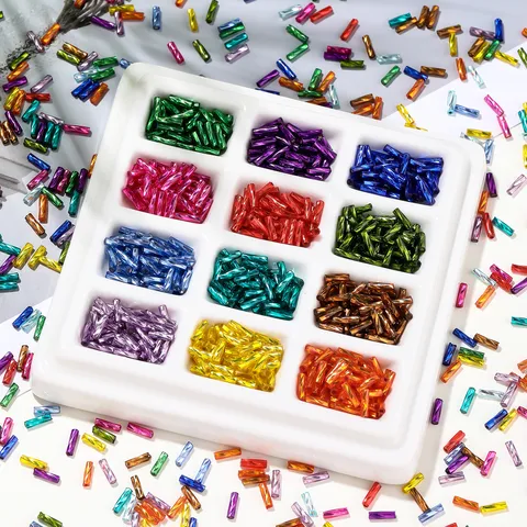 Perline Colorate in Vetro a Spirale Bugle Beads Perline Cilindriche Lucide per Bracciali Fai da Te Nappine Gioielli Materiale Artigianale