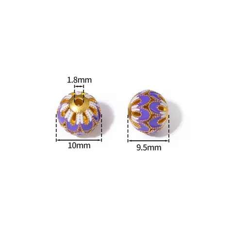 Vintage Zinc Alloy Enamel Flower Ball Beads For DIY Bracelet Necklace Making Retro Gold Plated Drip Oil Spacer Beads Jewelry Accessories