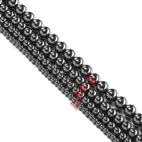 Electroplated Magnetic Hematite Round Beads For DIY Jewelry Making Polished Metallic Beads For Bracelet Necklace Accessories