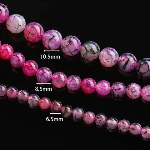 Perles En Agate Naturelle Veines de Dragon Rondes Craquelées Perles En Agata Écailles de Dragon Teintes Pour Fabrication de Bracelets Colliers Bijoux DIY