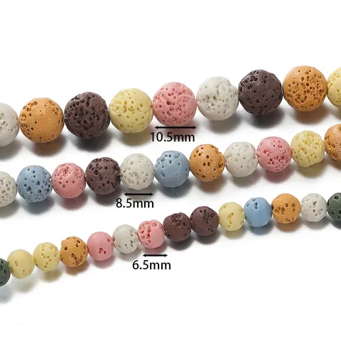 Multicolor Porous Volcanic Lava Stone Round Beads For DIY Aromatherapy Bracelet Necklace Jewelry Making Findings Semi-finished Materials Wholesale