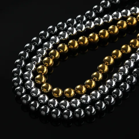 Electroplated Magnetic Hematite Round Beads For DIY Jewelry Making Polished Metallic Beads For Bracelet Necklace Accessories