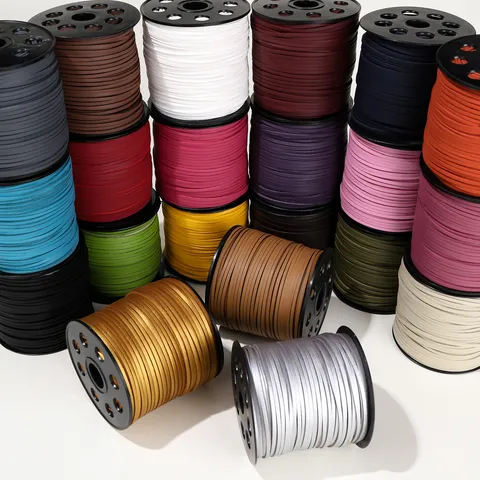 Cordón de Ante Sintético PU Para Joyería DIY Pulsera Collar Hilo Trenzado Plano de Terciopelo Sintético Material