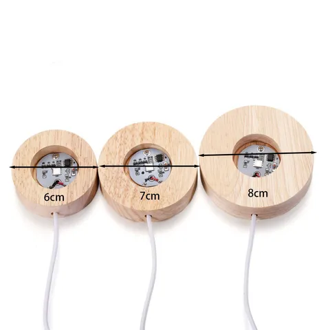 Wooden LED Light Base For Crystal Ball USB Powered Night Light Display Stand Round Warm White Multi-Color Wooden Lamp Base Home Decor