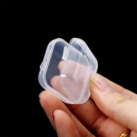 Clear Plastic Storage Box Transparent Square Mini Organizer Case For Earring Earplug Jewelry Electronic Component Packing Box Container