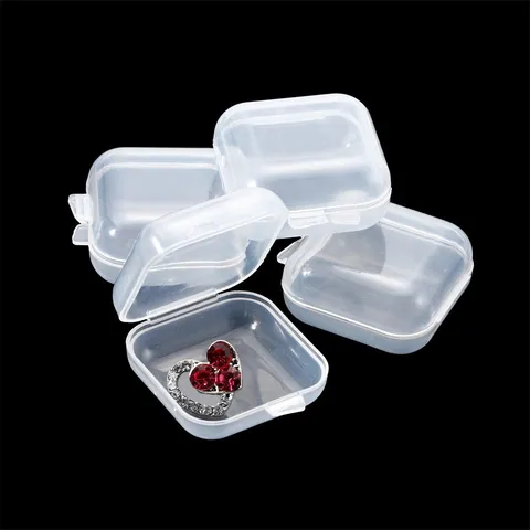 Clear Plastic Storage Box Transparent Square Mini Organizer Case For Earring Earplug Jewelry Electronic Component Packing Box Container