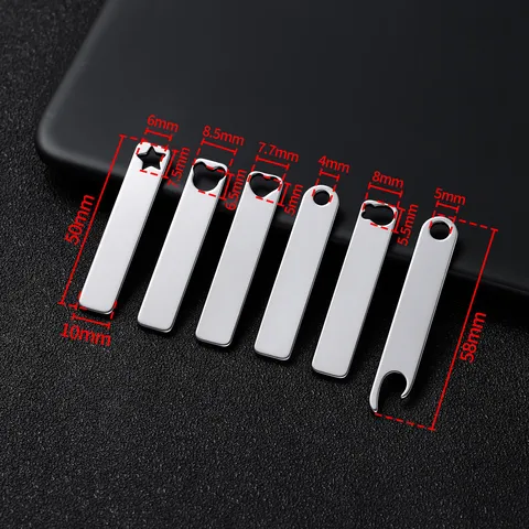 Edelstahl Blanko Anti-Verlust Anhänger Blanko Bar Charm Poliert Geometrisch Metall Verbinder Für DIY Schlüsselanhänger Zubehör Minimalistisch Modern Unisex Schmuckzubehör