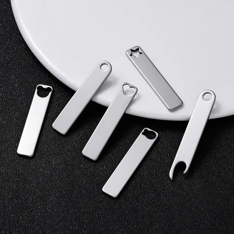 Edelstahl Blanko Anti-Verlust Anhänger Blanko Bar Charm Poliert Geometrisch Metall Verbinder Für DIY Schlüsselanhänger Zubehör Minimalistisch Modern Unisex Schmuckzubehör