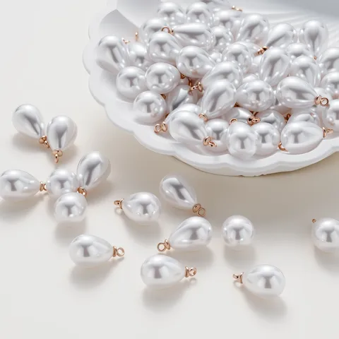DIY Legierung ABS Hochglanz Künstliche Perlenanhänger Wassertropfen Runde Charms Mit Öse Für Ohrringe Halsketten Schmuckherstellung