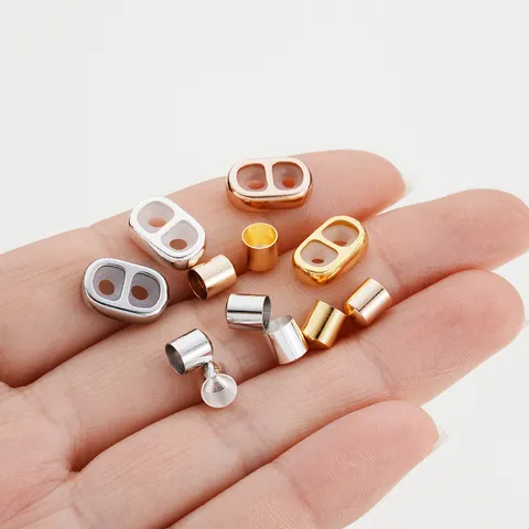 Copper DIY Jewelry Findings Figure 8 Adjustable Buckle Pig Nose Clasp Cord End Caps For Braided Bracelet Necklace Connector