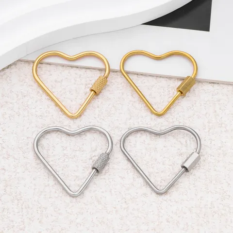 304 Stainless Steel Heart Shape Screw Clasp Connectors For DIY Jewelry Making Necklace Bracelet Bag Hanging Buckle DIY Accessories