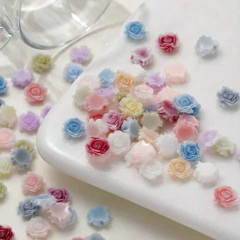 Fiori di Camelia e Rosa in Resina 3D Perline Flatback in Miniatura Per Gioielli Fai da Te Artigianato Decorazione Cassa Del Telefono Scrapbooking